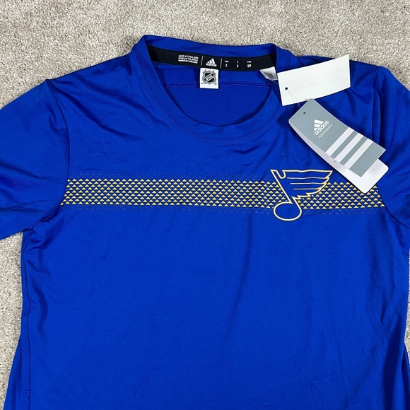 St. Louis Blues Adidas Women's S Blue Aeroready Training Performance T-Shirt NWT - Picture 4 of 8